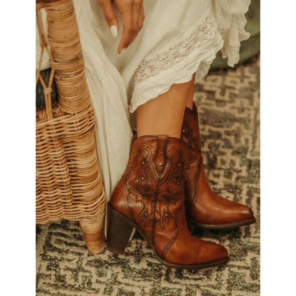 Rio Grande Women's Brown Leather Western Ankle Boots
